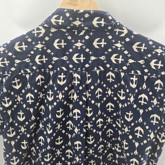 Obey Propaganda Navy Anchor 100% Cotton Short Sleeved Button Down Medium - Picture 3 of 12